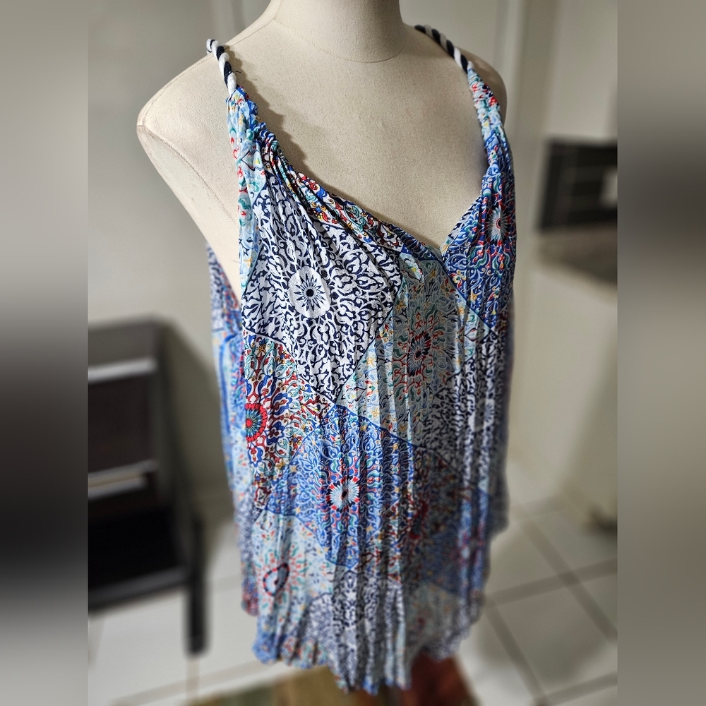 Melissa Paige Blue and White Sleeveless Camisole